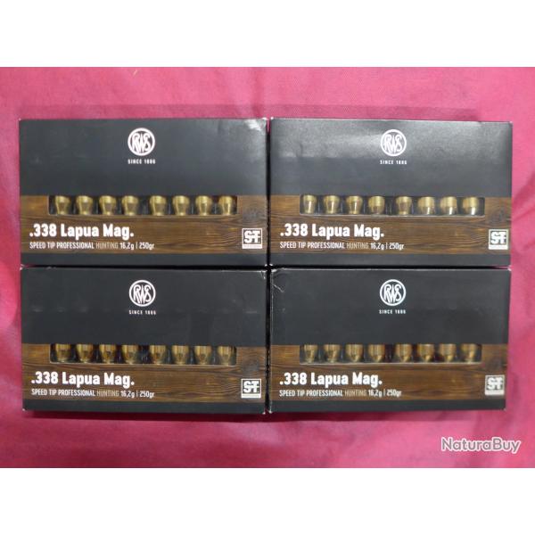 RWS 338 Lapua Magnum Speed Tip Professional Hunting 250 gr, Lot de 4 bo�tes