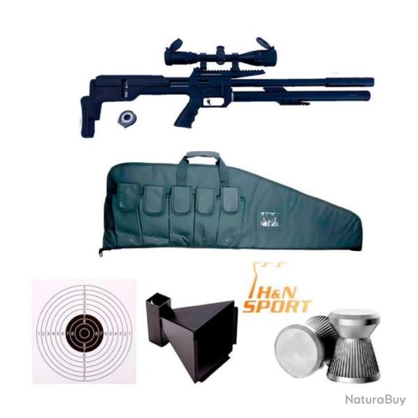PACK-5B CARABINE M60 PCP SNOWPEAK  MULTISHOT + Lunette 4-16 X 40AO MilDot Cal. 6,35 mm, 19,9 J.