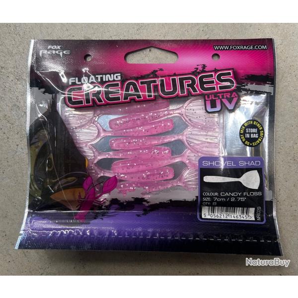 Leurres Fox Rage Creatures UV Shovel Shad 7cm candy floss