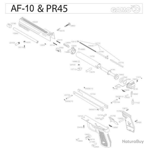 Pi�ces d�tach�es Pistolet Gamo AF-10 & PR-45 - Gamo Vis de Hausse Pr45 Compact