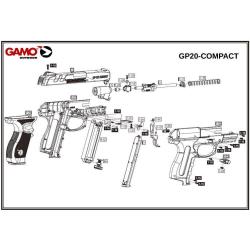 Pi&egrave;ces d&eacute;tach&eacute;es Pistolet Gamo GP-20 Blowback - Canon GP20 COMBAT