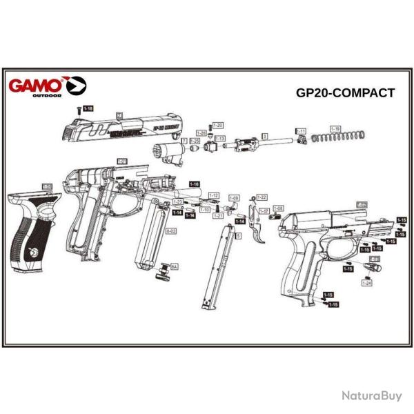 Pi�ces d�tach�es Pistolet Gamo GP-20 Blowback - Bouton poussoir chargeur GP20 COMBAT