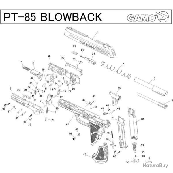 Pi�ces d�tach�es Pistolet Gamo PT-85 Blowback - Culasse PT85