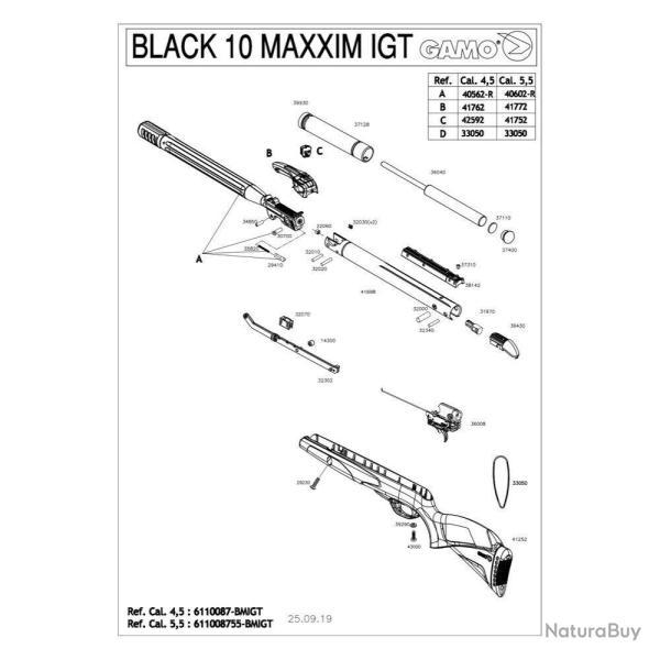 Pi�ces d�tach�es Gamo Black 10x Maxxim IGT 29J 4.5 mm - 37110 - Pi�ce de maintien KIT IGT