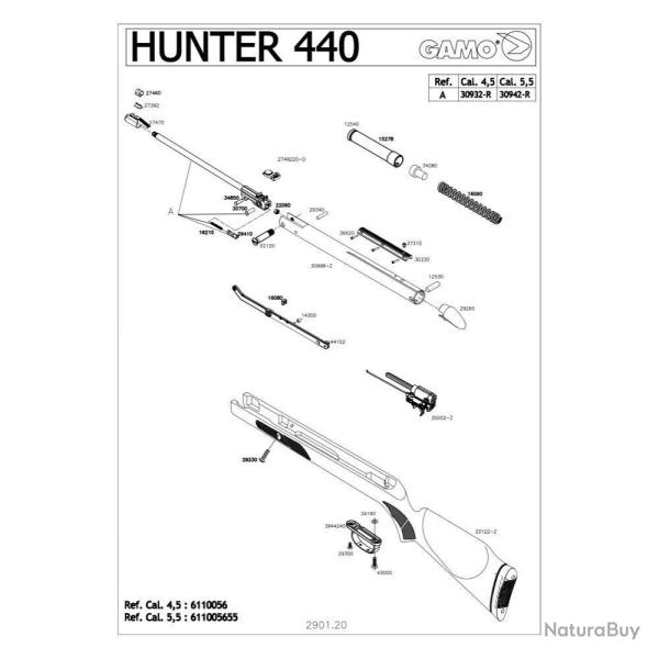 Pi�ces d�tach�es Gamo Hunter 440 AS 19.9J 4.5 mm - 33122 - Gamo Crosse