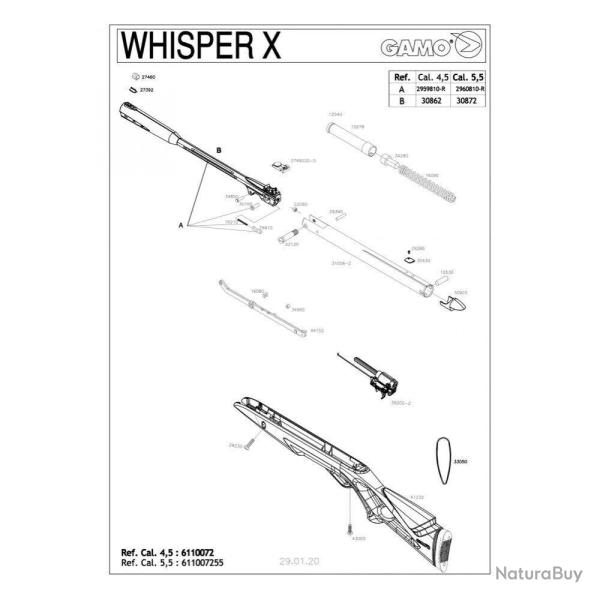 Pi�ces d�tach�es Gamo Whisper IGT 19.9J 4.5 mm - 2959810 - Gamo Can.Whisper X