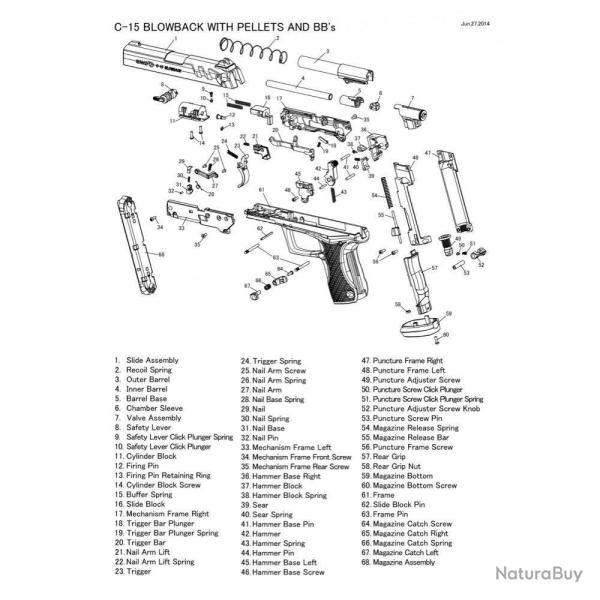 Pi�ces d�tach�es Pistolet Gamo C15 Blowback - 40 - Couvre valve gauche