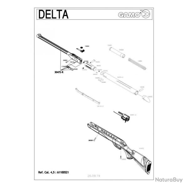 Pi�ces d�tach�es Gamo Delta 4.5 mm - 19290 - Gamo Goupille de Basculage (Delta Deltamax Deltafox)