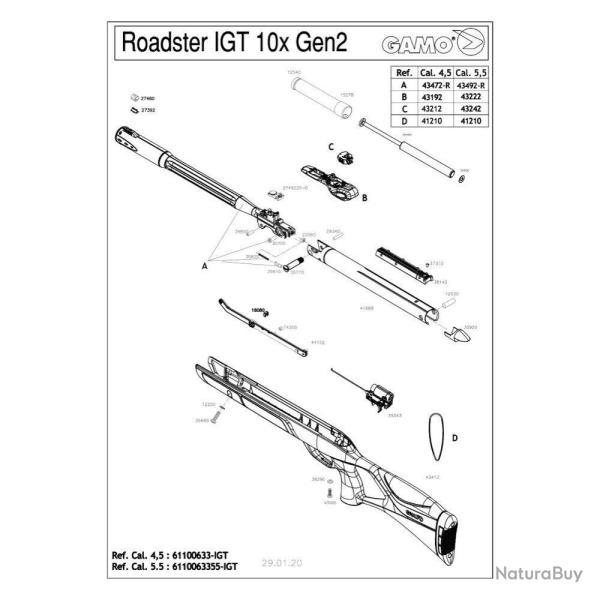 Pi�ces d�tach�es Gamo Roadster 4.5 mm et 5.5 mm - 22060 - Gamo Joint de Canon Shadow 1000