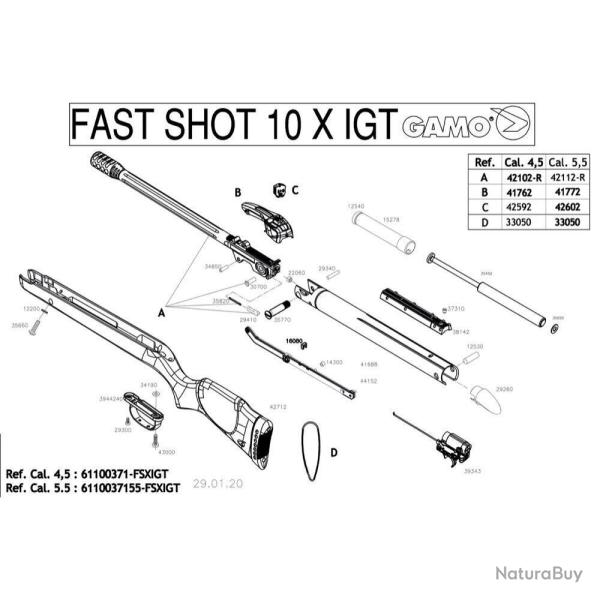 Pi�ces d�tach�es Gamo Fast Shot 10x IGT 4.5 mm