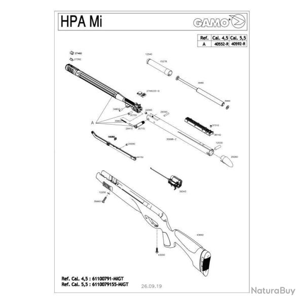 Pi�ces d�tach�es Gamo HPA IGT 19.9J 4.5 mm