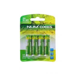 Piles rechargeables type AA HR6 1,2 v - Num'Axes Blister 4