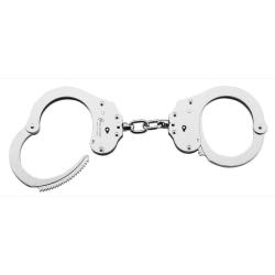 Menottes double verrou &agrave; cha&icirc;ne Menottes chrom&eacute;es police