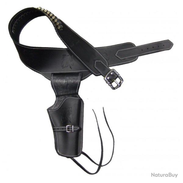 Ceinturon noir avec un holster pour revolver Western CEINTURON 1 PLACE NOIR