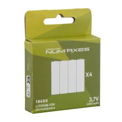 Num'Axes batteries rechargeables 18650 x4 Lot de 4 Batteries 18650