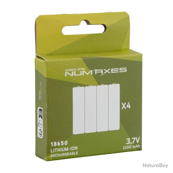 Num'Axes batteries rechargeables 18650 x4 Lot de 4 Batteries 18650