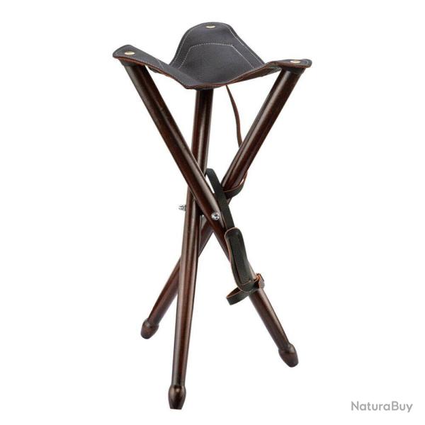 Si�ge tr�pied pliant bois - Luxe 65 cm Trepiede dessus cuir - hauteur