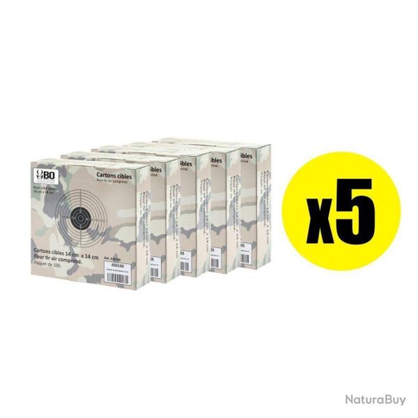 Pack Cibles cartonn�es 14 x 14 cm Shoot Again (x5) Pack 500 cibles blanches avec centre noir