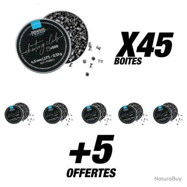 Pack Plombs Plats Shooting Club C4.5 X25000 (50 Boites)