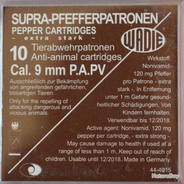 Cartouches 9 mm Pa Pv Supra Pepper A Gaz X10