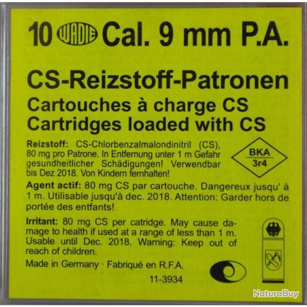 Cartouches 9 mm Cs Pa A Gaz X10
