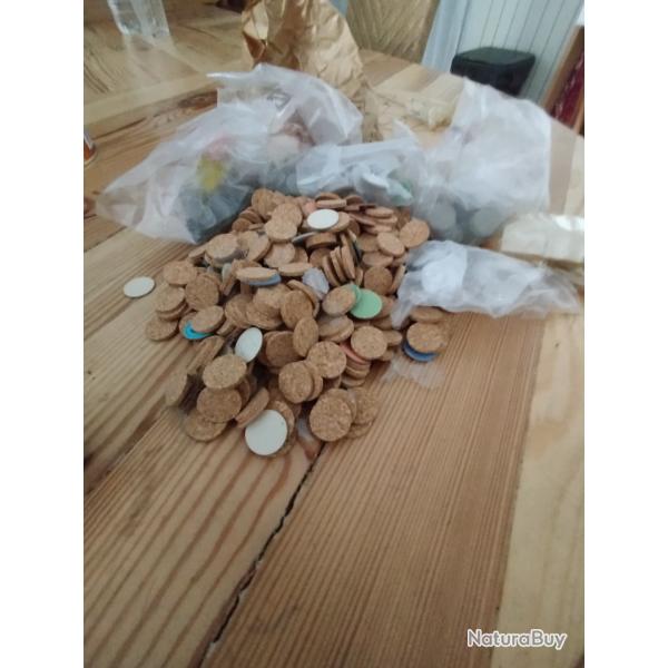 500 rondelles de fermeture cal 16 plastiques li�ge et carton blanc