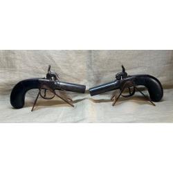 Tr&egrave;s belle paire de pistolets &agrave; percussion - Fin XIX i&egrave;me si&egrave;cle