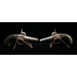 Tr&egrave;s belle paire de pistolets &agrave; percussion - Fin XIX i&egrave;me si&egrave;cle