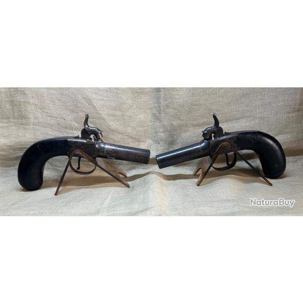 Tr�s belle paire de pistolets � percussion - Fin XIX i�me si�cle