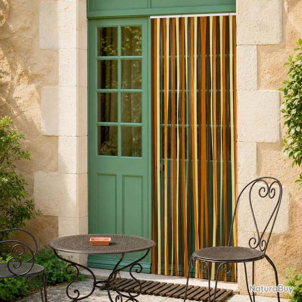 Rideau de porte plastique Antilles Brun/Beige - 90x220 cm - Protection anti-insectes et s�paration d