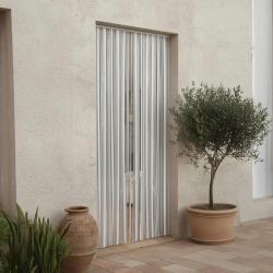 Rideau de porte plastique Antilles Gris/Blanc 90x220cm - Protection anti-insectes et s&eacute;paration d'es