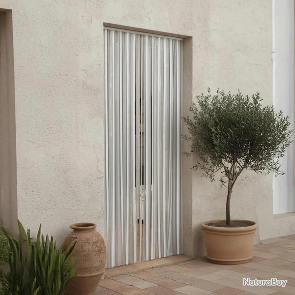 Rideau de porte plastique Antilles Gris/Blanc 90x220cm - Protection anti-insectes et s�paration d'es