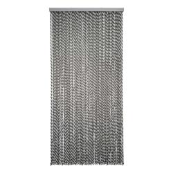 Rideau de porte en cordage tress&eacute; gris blanc 90x200 cm