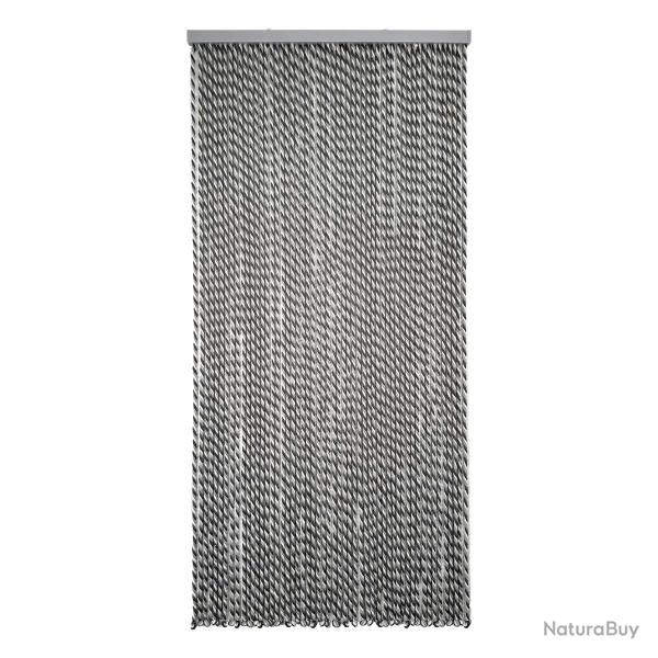 Rideau de porte en cordage tress� gris blanc 90x200 cm