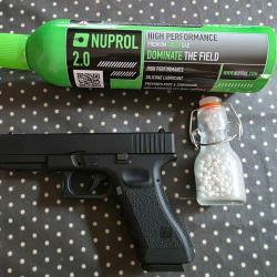 Saigo Airsoft-Pistoler 17 Noir Gaz- Semi Automatique- Culasse Mobile m0&eacute;tal Blowback- P 0.5 Joule