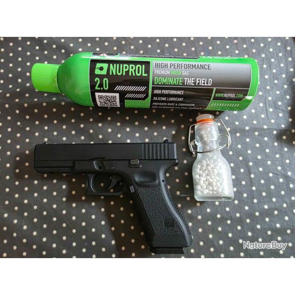 Saigo Airsoft-Pistoler 17 Noir Gaz- Semi Automatique- Culasse Mobile m0�tal Blowback- P 0.5 Joule