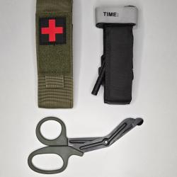 Kit tactique compact Pochette, tourniquet et ciseaux Airsoft / Outdoor Vert