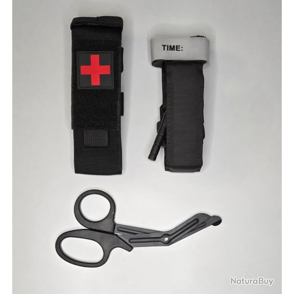 Kit tactique compact Pochette, tourniquet et ciseaux Airsoft / Outdoor Noir