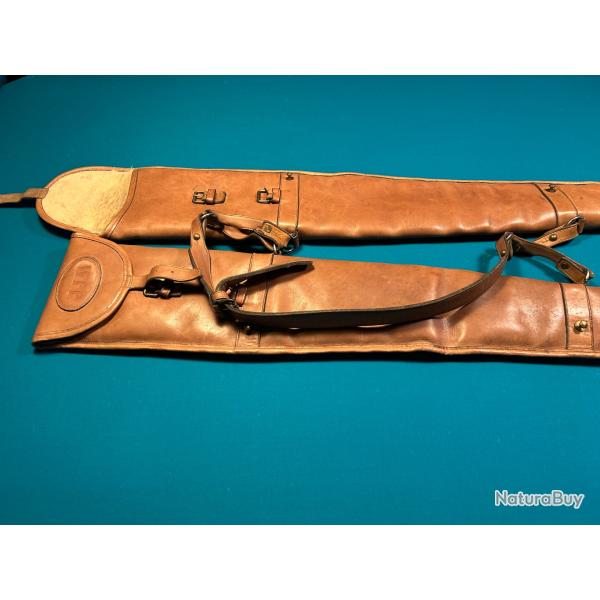 Fourreau en cuir doubl� laine pour paire de fusils