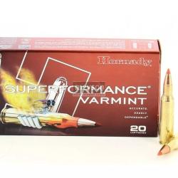 Cartouches Hornady calibre 222rem v-max 50g x20