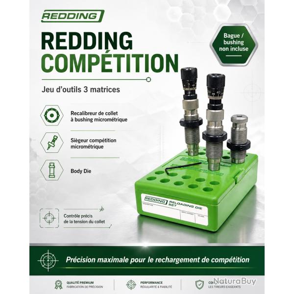 6 Norma BR - J.O Redding Comp�tition Bushing Neck Die Set - 3 outils pr�cision