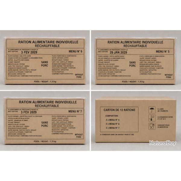 Carton de 12 rations alimentaires longue conservation