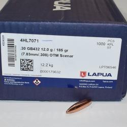 lot 100 ogives Lapua , cal 30 diametre 0.308, HPBT en 185 grains