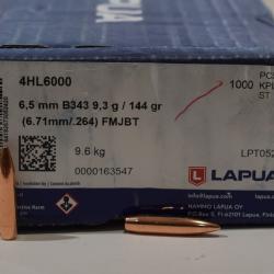 100 ogives Lapua cal 0.264  FMJBT en 144 grains