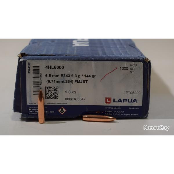 100 ogives Lapua cal 0.264  FMJBT en 144 grains