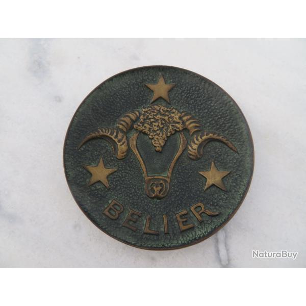 Ancien Vide-Poche/Coupelle en Bronze dor�  � patine verte signe du zodiaque B�lier (Vers 1930)