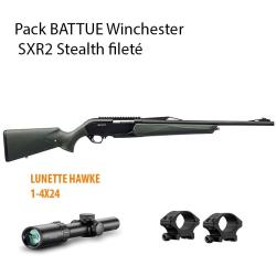 Pack BATTUE Winchester SXR2 Stealth filet&eacute;e + HAWKE 1-4X24 30-06 Sprg