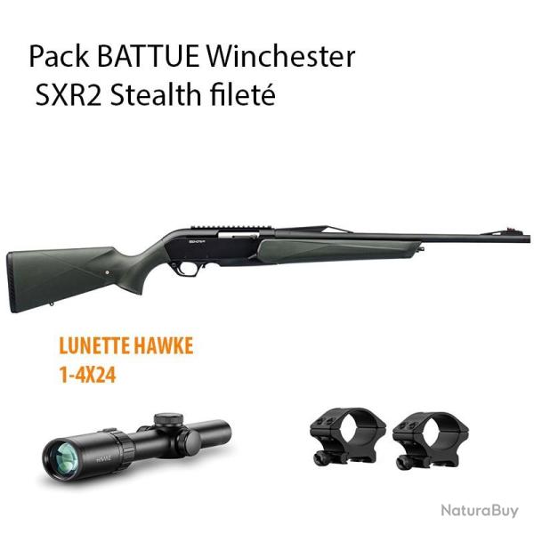 Pack BATTUE Winchester SXR2 Stealth filet�e + HAWKE 1-4X24 9.3x62
