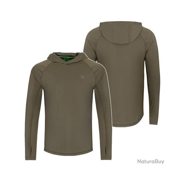 T-Shirt � Manche Longue Korda UPF Hooded Top Dark Khaki XL