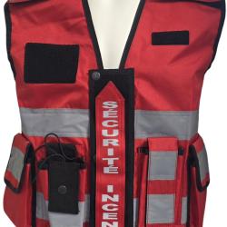 Gilet haute visibilit&eacute; SECURITE INCENDIE Rouge